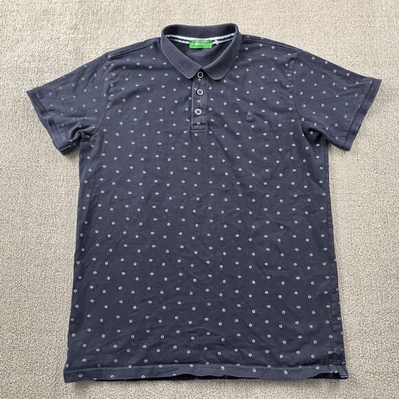 United Colors Of Benneton Polo Shirt Adult Medium Blue Short Sleeve Casual Men's - Picture 1 of 14